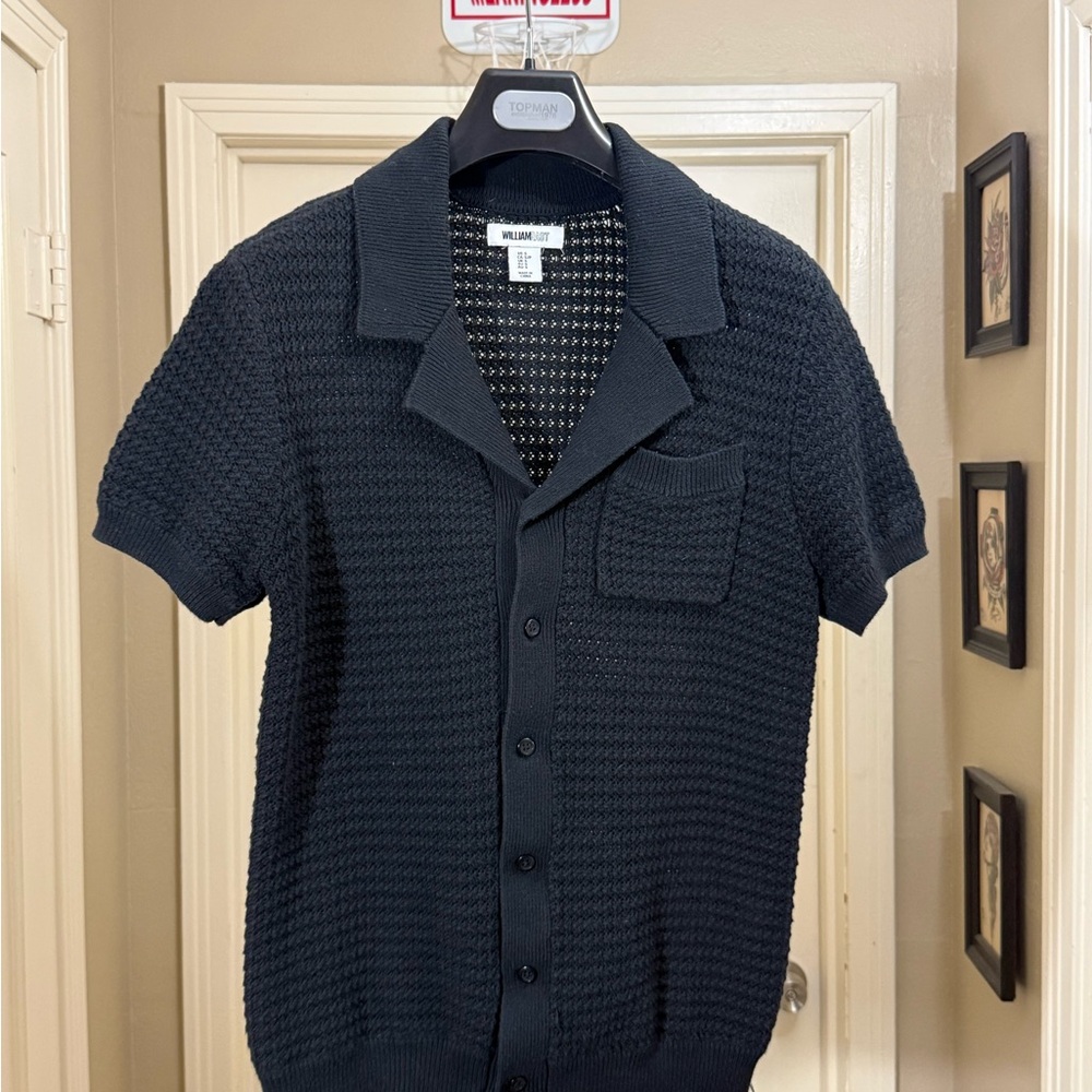 William Rast Black Textured Knit Top